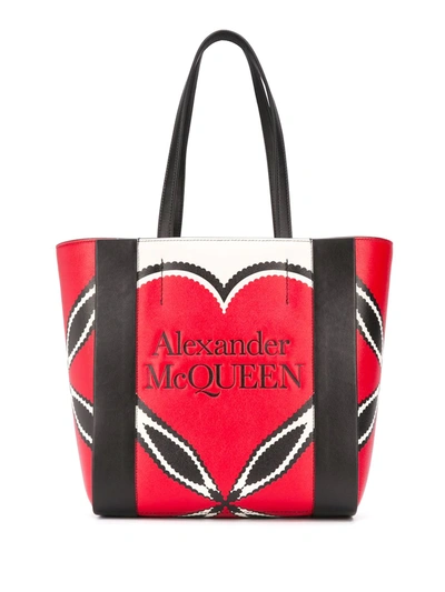 Alexander Mcqueen Engraved Logo Tote In Multicolor/black