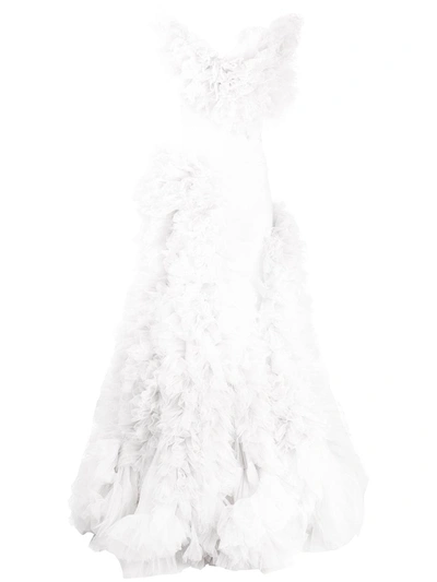 Loulou Ruffled-tulle Layered Gown In White