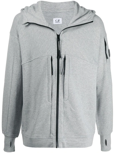 C.p. Company Arm Lens Hoodie In Grey