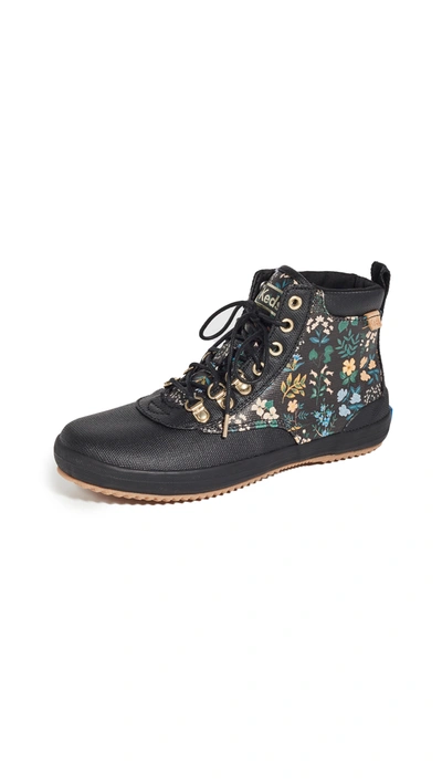 Keds X Rifle Paper Co. Scout Boot Water-resistant Canvas Wildflower In Black