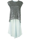 Sachin & Babi Marie Embellished High-low Blouse In Gunmetal Mint