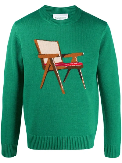 Casablanca The Art Of Sitting Knitted Jumper In Green