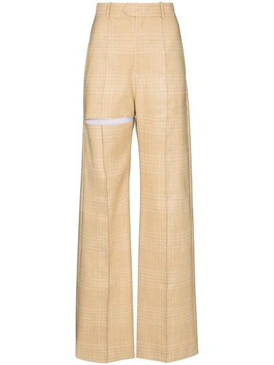 Aleksandre Akhalkatsishvili Cutout Wide-leg Trousers In Neutrals