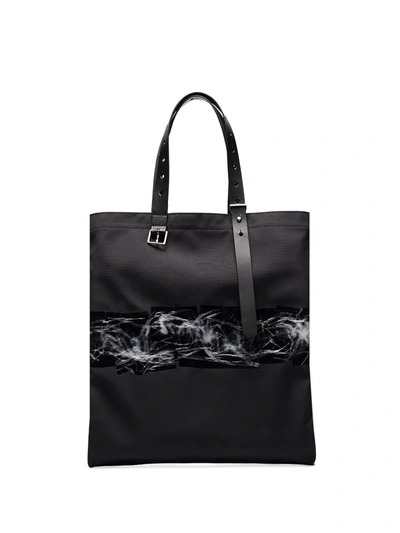 Maison Margiela Belt-handle Abstract-print Tote Bag In Black