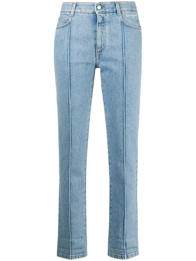 Stella Mccartney Cropped Cordroy-detail Denim Jeans In Blue