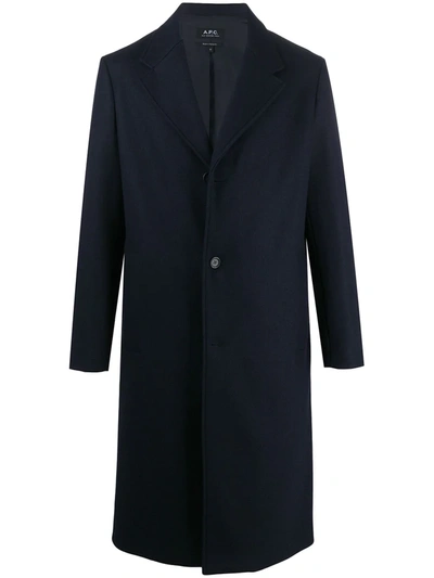Apc Sacha Single-breasted Coat In Blue