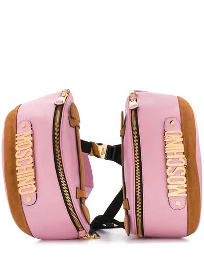 Moschino Dual-compartment Backpack Vest In Pink