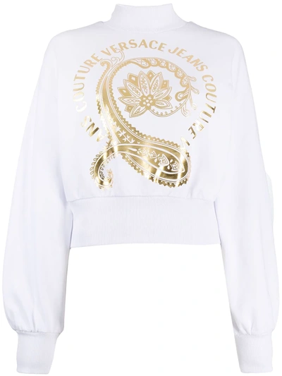 Versace Jeans Couture Floral Paisley-print Cotton Sweatshirt In White