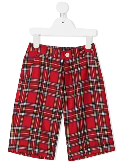 Mariella Ferrari Kids' Check Knee-length Shorts In Red