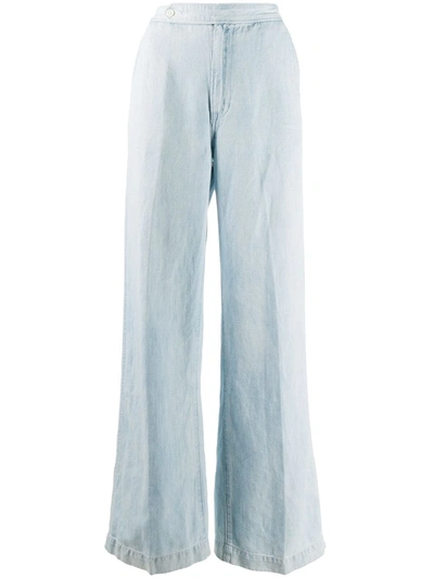 Polo Ralph Lauren Wide-leg Light Wash Denim Jeans In Blue