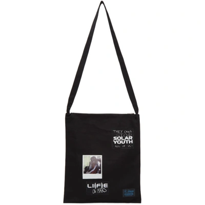 Raf Simons Denim Printed Patch Tote Bag In 00099 Black