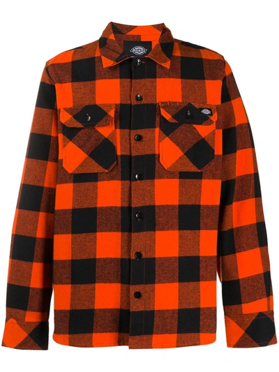 Dickies Construct Check Long-sleeve Shirt In Orange