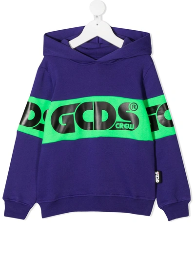 Gcds Kids' Repeat Logo Hoodie In Purple