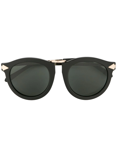 Karen Walker Harvest Round-frame Acetate And Silver-tone Sunglasses In Black