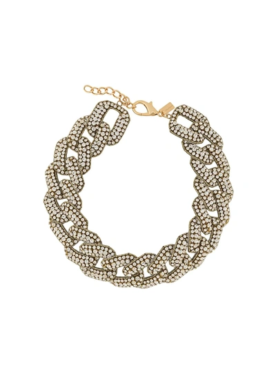 Moschino Chunky Chain Crystal-embellished Necklace In Gold