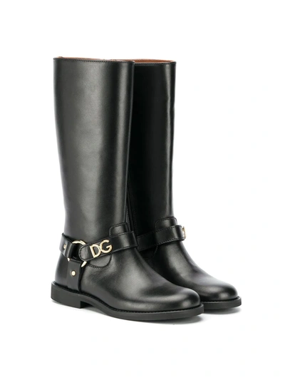 Dolce & Gabbana Kids' Calf-length Boots In Black