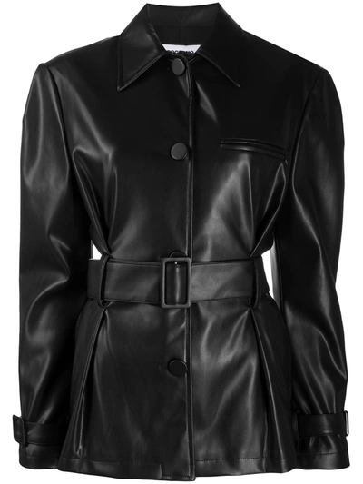 Brognano Faux Leather Belted Jacket In Black