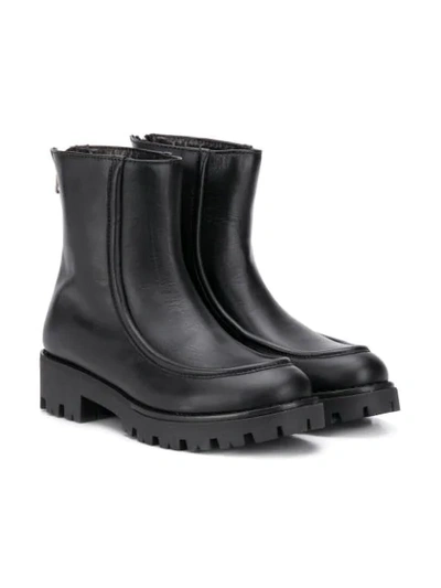 Marni Kids' Rear Zipped Ankle Boots In Black