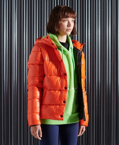 Superdry Toya High Shine Padded Jacket In Orange
