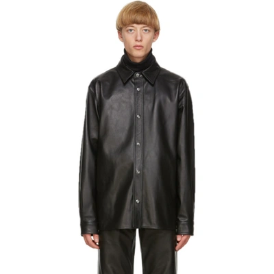 Acne Studios Black Leather Overshirt Jacket