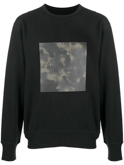 Rag & Bone Ink Boxed Camouflage Print Sweatshirt In Black