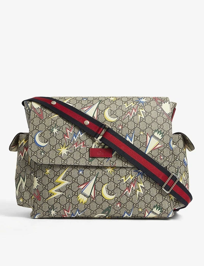 Gucci Supreme Space-print Canvas Baby Changing Bag In Beige