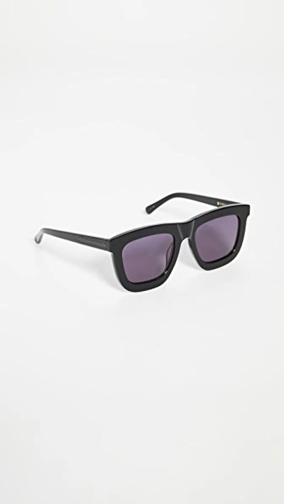 Karen Walker Deep Worship Square Monochromatic Sunglasses, Black In Black/grey Smoke Mono