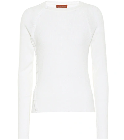 Altuzarra Lucy Button-embellished Ribbed Wool Sweater In White