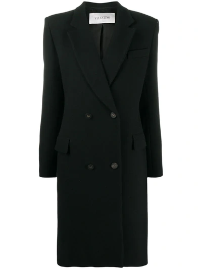 Valentino Fitted Double-breasted Coat In Black
