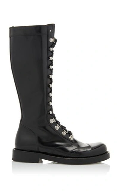 Dolce & Gabbana 20mm Biker Tall Leather Boots In Black