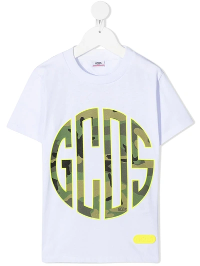 Gcds Kids' White T-shirt For Boy With Logo
