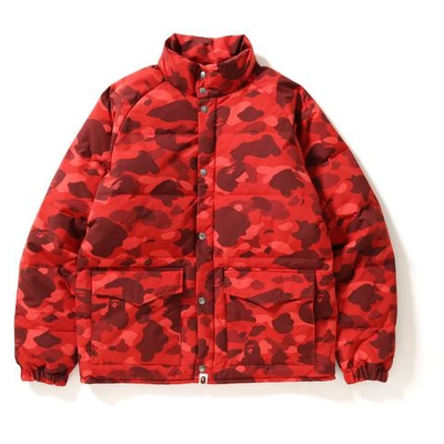 Pre-owned Bape  Color Camo Classic Down Jacket Red