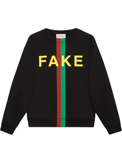 Gucci Not Fake Printed Cotton-jersey Sweatshirt In Black