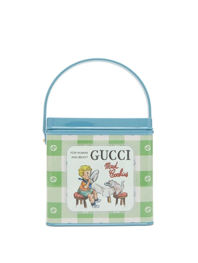 Gucci Mad Cookies Top Handle Box Bag In Avio Green Beige Mult