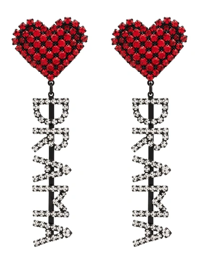 Ashley Williams Drama Crystal-embellished Earrings In Red