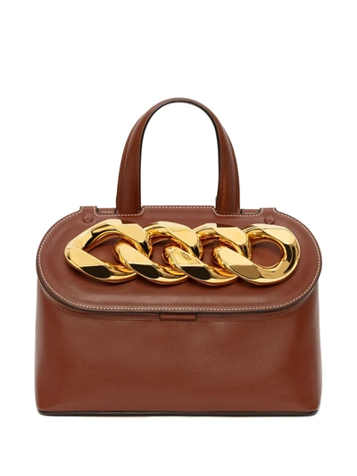 Jw Anderson Small Chain Lid Crossbody Bag In Brown