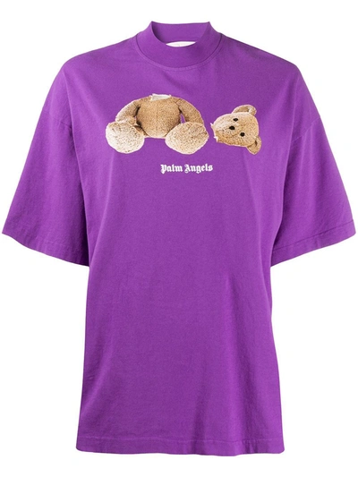 Palm Angels Bear Crew-neck T-shirt In Purple