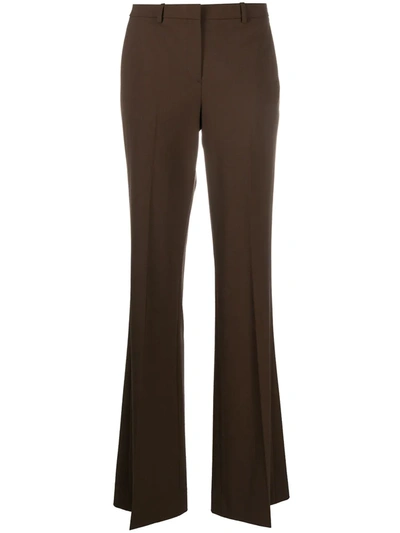 Theory High-waisted Flared Leg Trousers In Brown