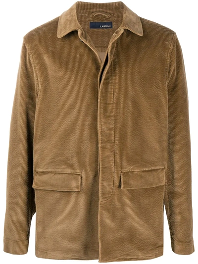 Lardini Spread Collar Single Breasted Coat In Brown