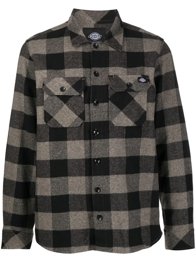 Dickies Construct Long-sleeve Check Shirt In Grey