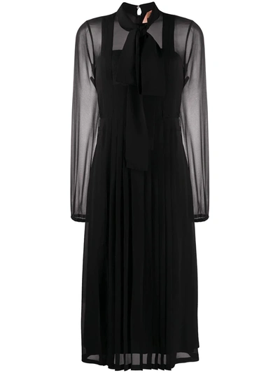 N°21 Sheer Silk Bow-detail Dress In Black
