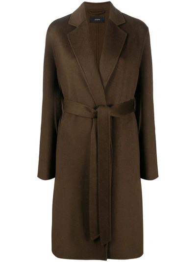 Joseph Belted Mid-length Coat In Green