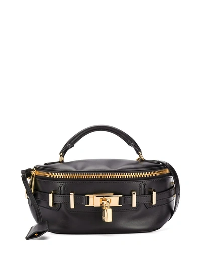 Moschino Lock-detail Tote In Black