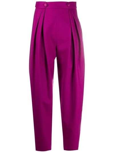 Alberta Ferretti Tapered Wool Trousers In Pink