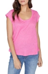 Sanctuary Alma Scoop Neck Slub Linen T-shirt In Hot Pink