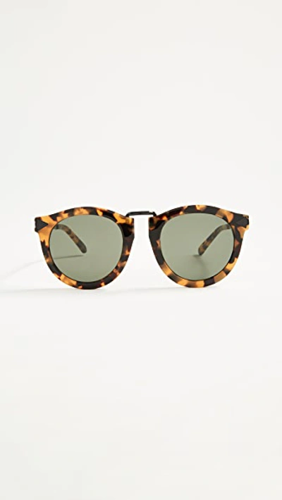 Karen Walker Alternative Fit Harvest Monochromatic Sunglasses, Brown Pattern In Crazy Tort/smoke Mono