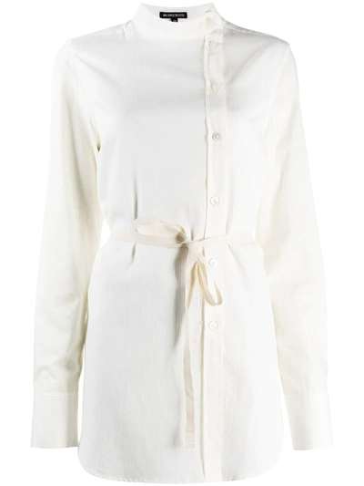 Ann Demeulemeester Striped Cotton Tie-waist Shirt In Neutrals