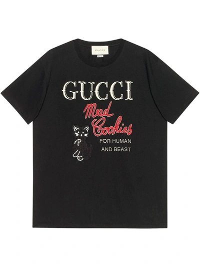 Gucci Mad Cookies Print Cotton Jersey T-shirt In Black