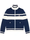 Gucci Striped Jersey Piquet Zip-up Jacket In Blue