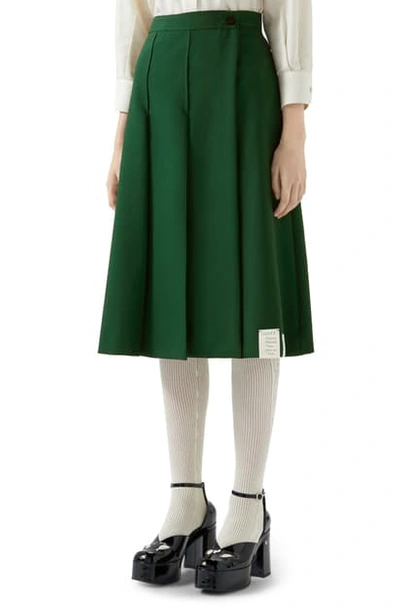 Gucci Pleated Mohair & Wool Wrap Skirt In Basil Leaf